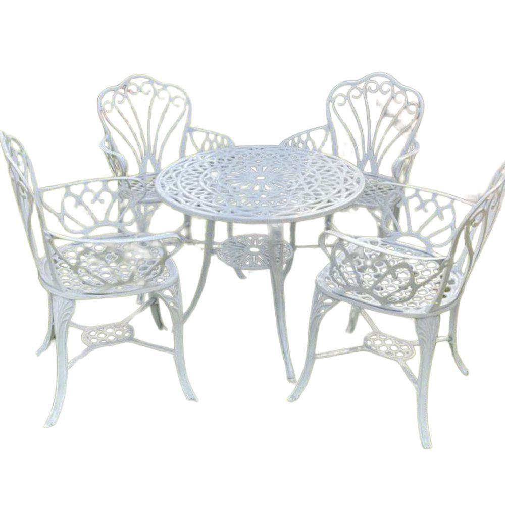 Conjunto De Jardim Modelo Fortaleza Mesa E 4 Cadeiras Branco - 1