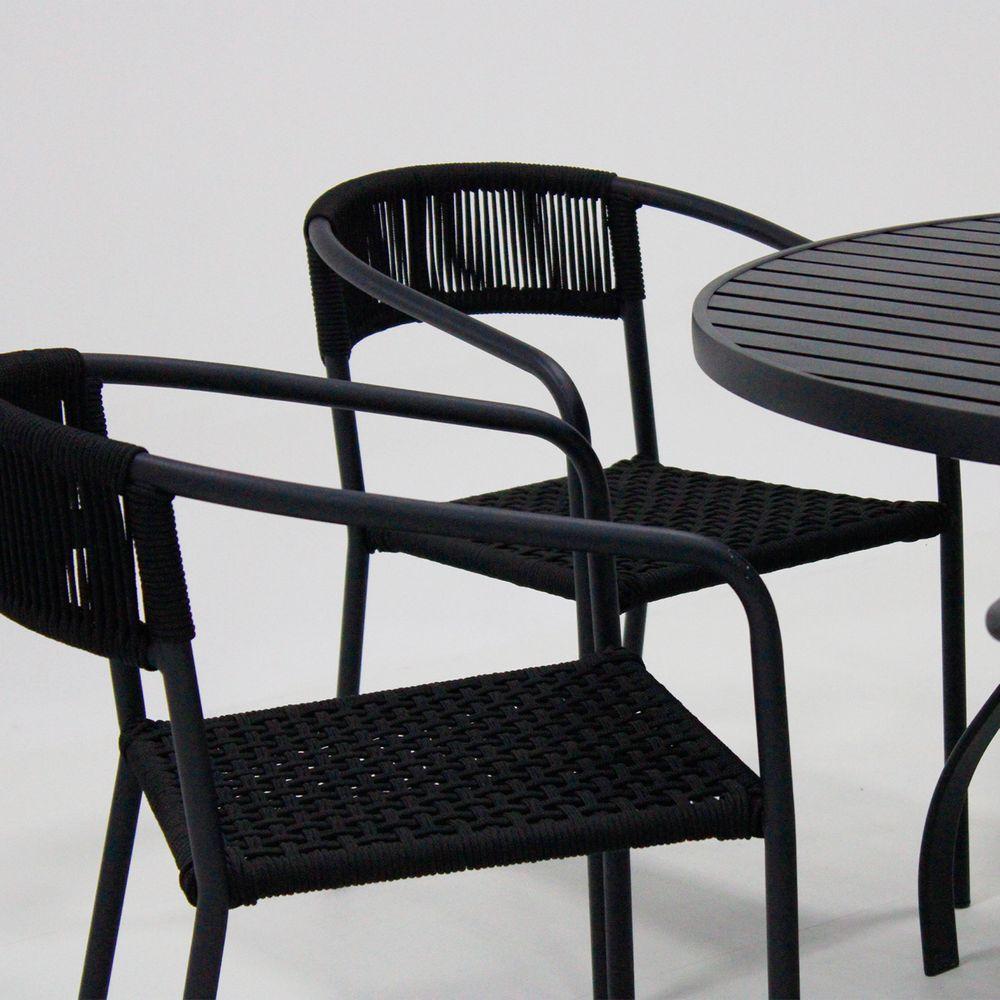 Jogo De Mesa Alumínio 6 Cadeiras Lavanda Corda Náutica Preta - 5