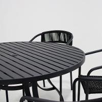 Jogo De Mesa Alumínio 6 Cadeiras Lavanda Corda Náutica Preta - 3