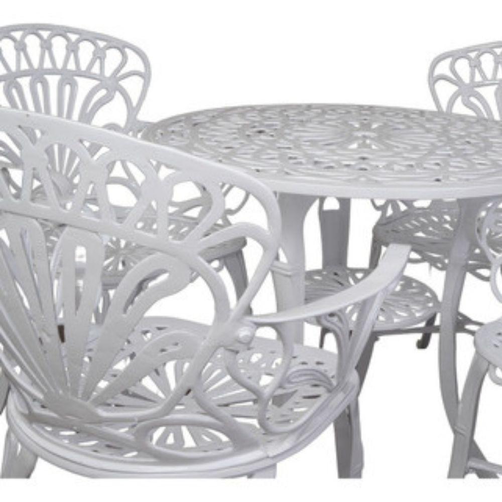 Conjunto De Jardim Modelo Primavera Mesa E 4 Cadeiras Branco - 2