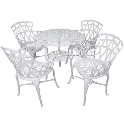 Conjunto De Jardim Modelo Viena Mesa E 4 Cadeiras Branco