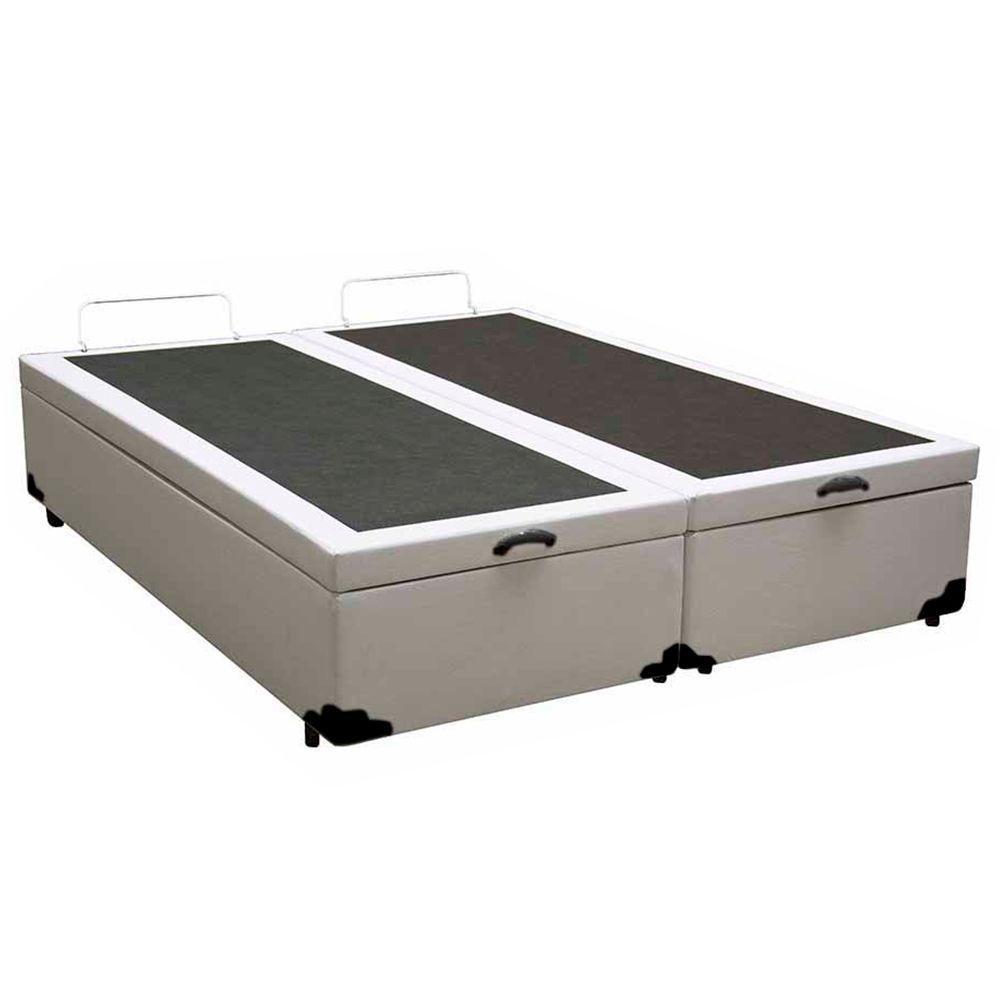 Cama Box Baú Queen Bipartido Sintético Sereneprime Branco 158x198x44 - 2