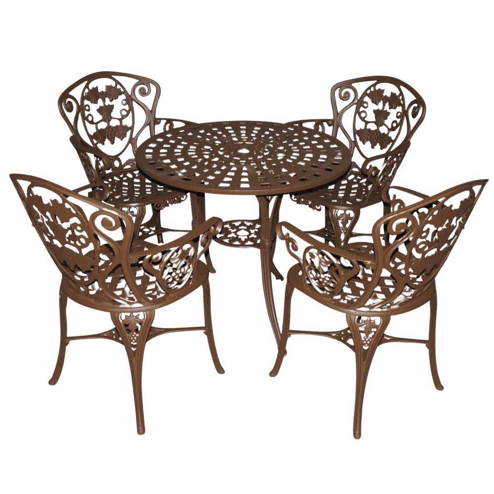 Conjunto De Mesa Para Jardim Com 4 Cadeiras Modelo Malbec Marrom - 1