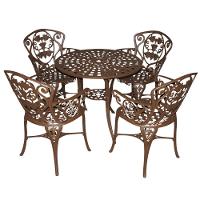 Conjunto De Mesa Para Jardim Com 4 Cadeiras Modelo Malbec Marrom - 1