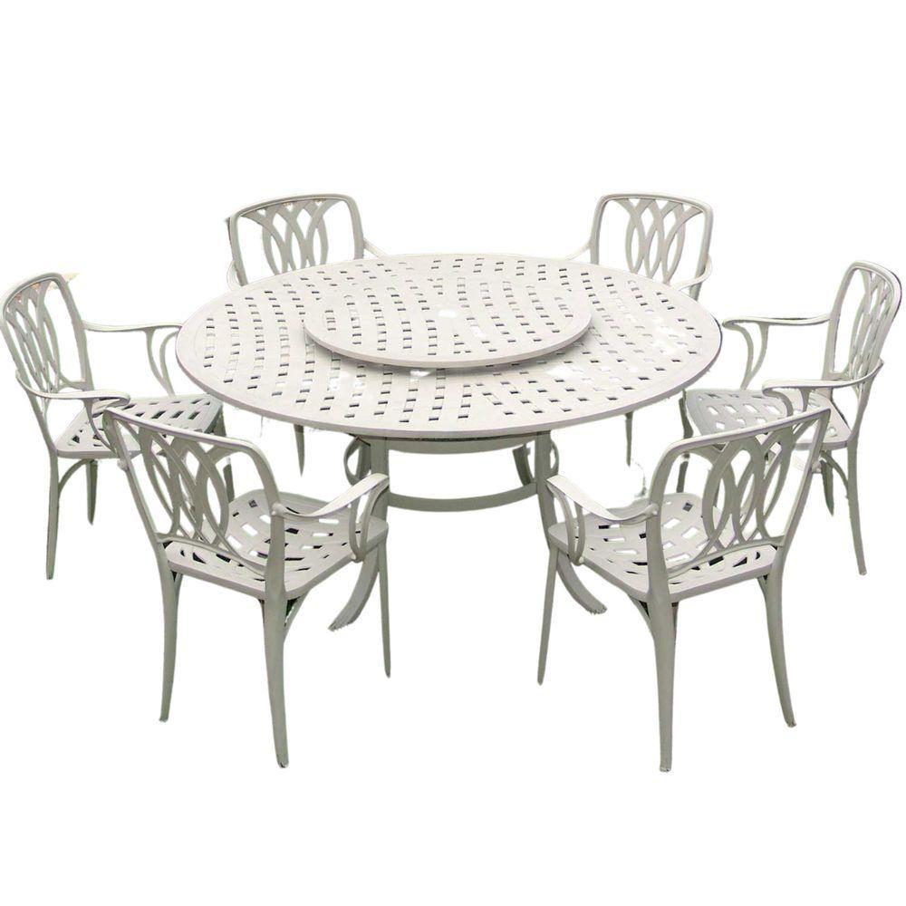 Conjunto De Jardim Com Mesa Giratória E 6 Cadeiras Modelo Fênix Branco - 1