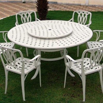 Kit Conjunto para Jardim Fênix Mesa Giratória e 6 Cadeiras Alumínio Branco