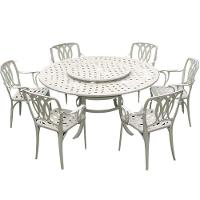Conjunto De Jardim Com Mesa Giratória E 6 Cadeiras Modelo Fênix Branco - 1