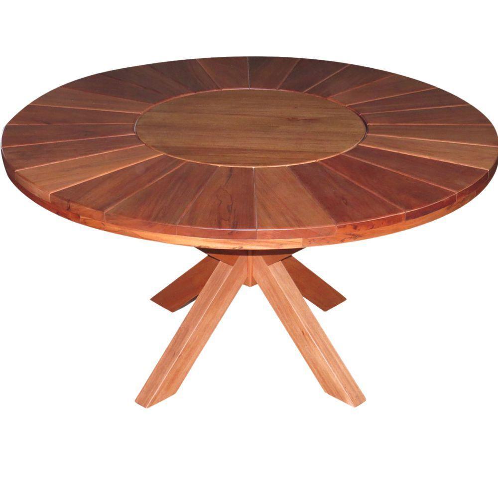 Conjunto Com Mesa De Madeira Giratória E 6 Cadeiras Modelo Sol Marrom - 3