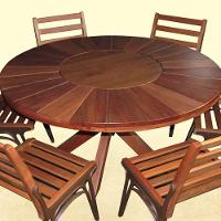 Conjunto Com Mesa De Madeira Giratória E 6 Cadeiras Modelo Sol Marrom - 5