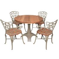 Conjunto Viena Com Mesa Tampo De Madeira E 4 Cadeiras Marrom - 1