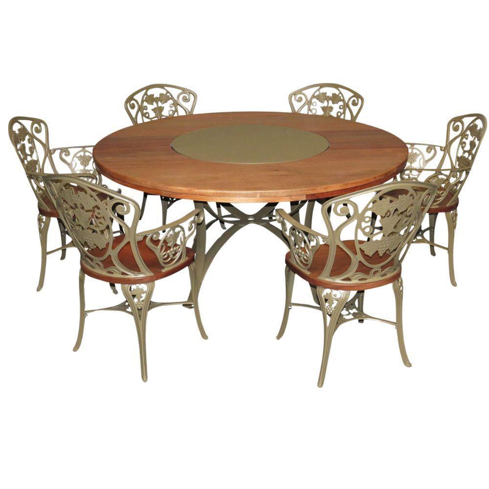 Conjunto Com Mesa 1,60m Madeira Giratória E 6 Cadeiras Poltronas Malbec Marrom - 1