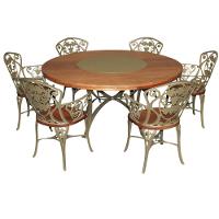 Conjunto Com Mesa 1,60m Madeira Giratória E 6 Cadeiras Poltronas Malbec Marrom - 1