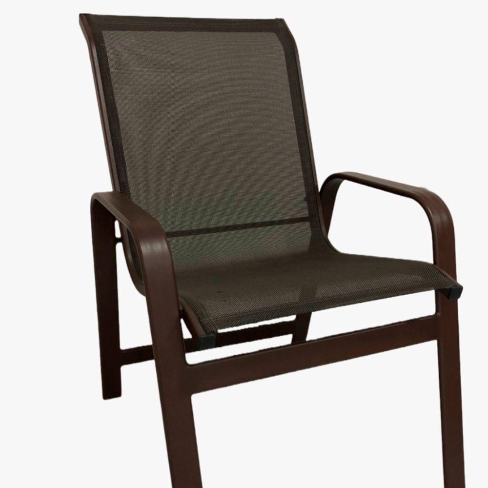 Conjunto Lótus Com Mesa 90cm Ripada 4 Poltronas Ombrelone 3,00m Com Base Marrom - 3