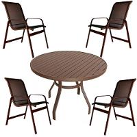 Conjunto Lótus Mesa 90cm 4 Poltronas Marrom - 1