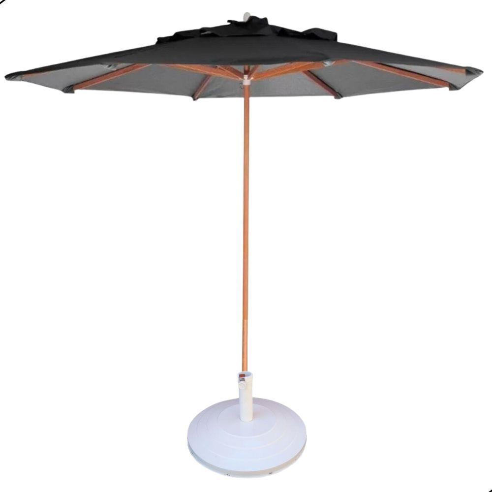 Conjunto Lótus Com Mesa 90cm Ripada 4 Poltronas Ombrelone 3,00m Com Base Preto - 2