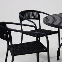 Jogo De Mesa Alumínio 6 Cadeiras Lavanda Corda Náutica Preto - 5