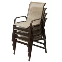 Kit Com 4 Cadeiras Para Jardim E Piscina Em Alumínio E Tela Sling Marrom Capuccino - 1