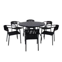 Jogo De Mesa Alumínio 6 Cadeiras Lavanda Corda Náutica Preto - 1