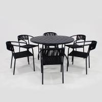 Jogo De Mesa Alumínio 6 Cadeiras Lavanda Corda Náutica Preto