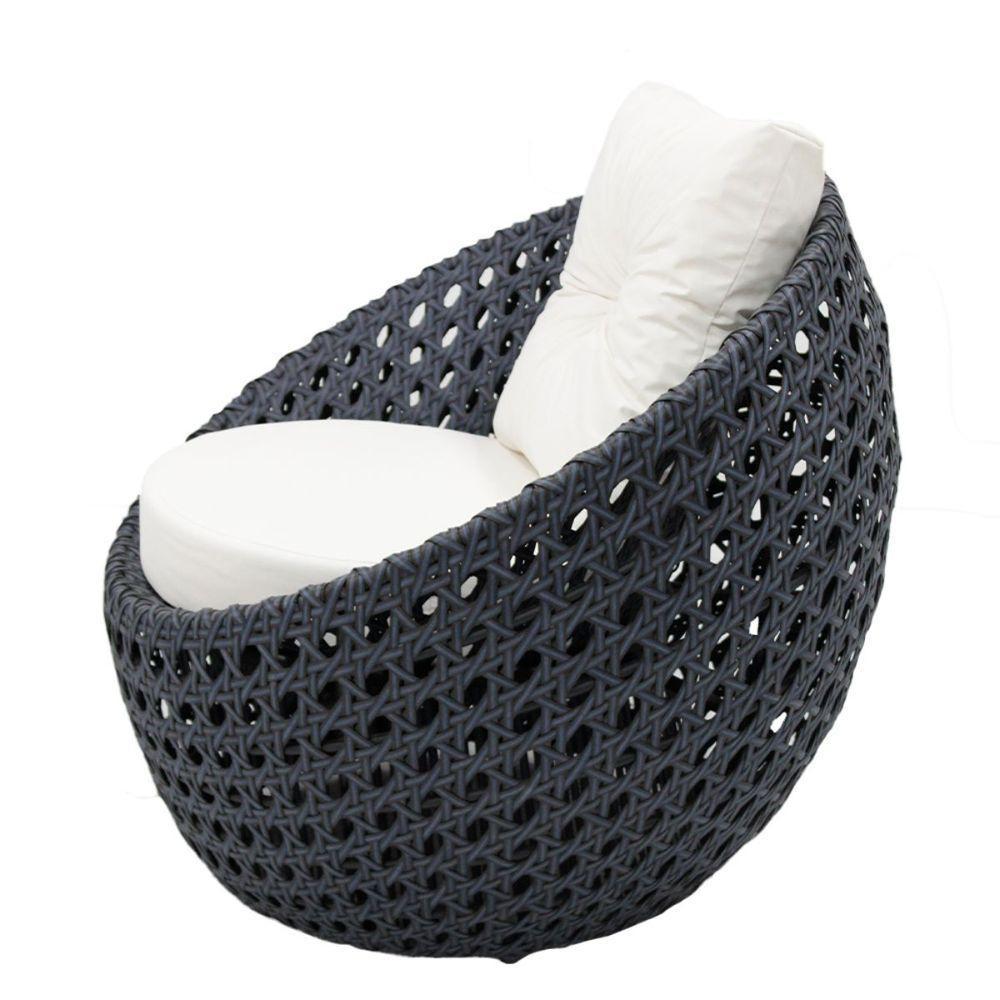 Poltrona De Varanda Em Alumínio E Fibra Sintética Azul Branco - 3