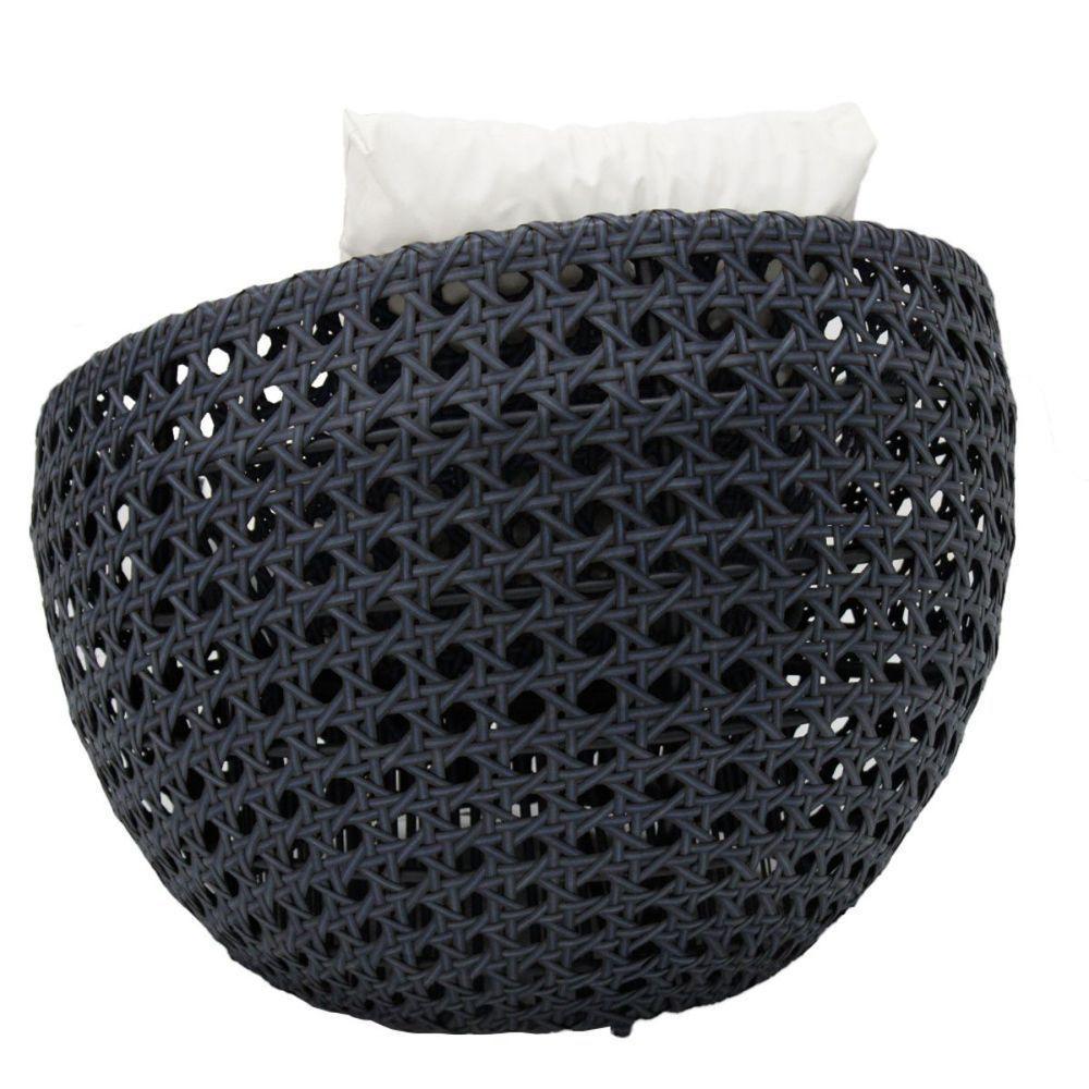 Poltrona De Varanda Em Alumínio E Fibra Sintética Azul Branco - 6