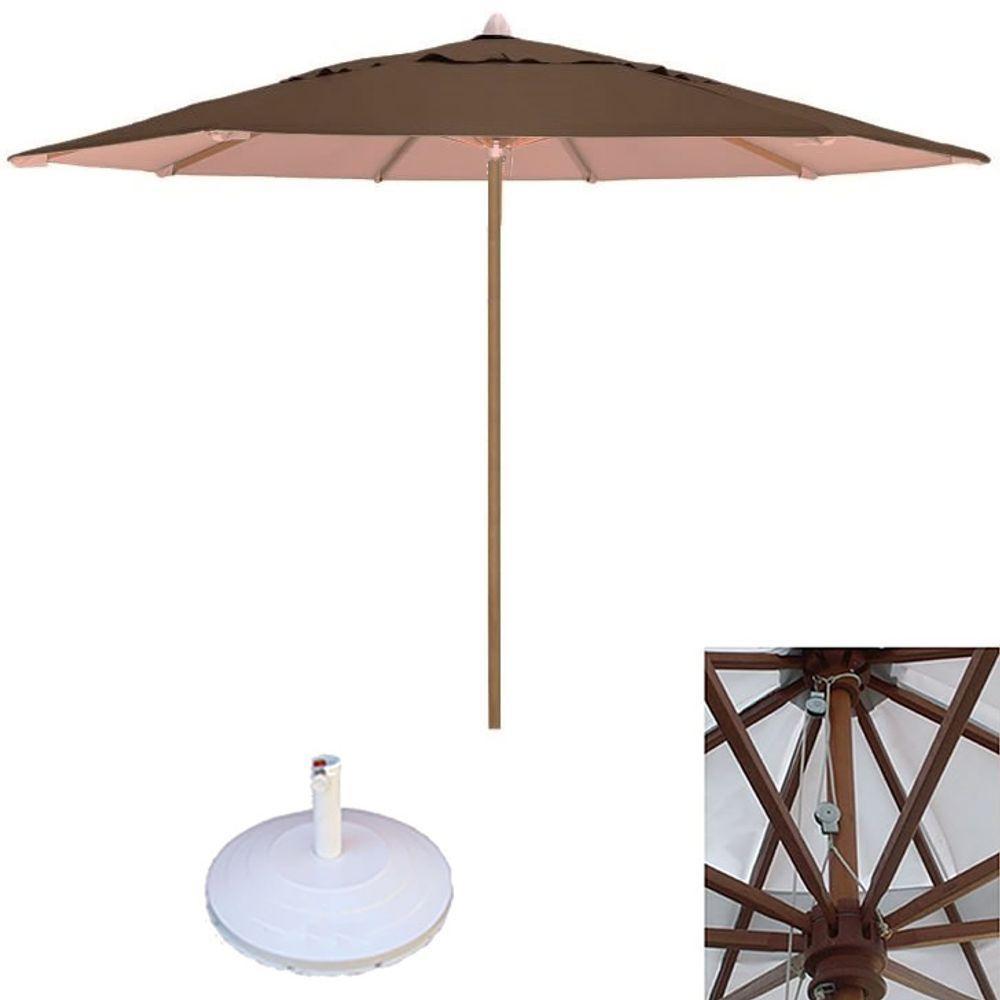 Ombrelone 3,00 Metros De Madeira Com Base Marrom - 1