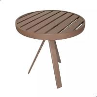 Mesa Mesinha Lateral Lótus Com Tampo Ripado Marrom - 1