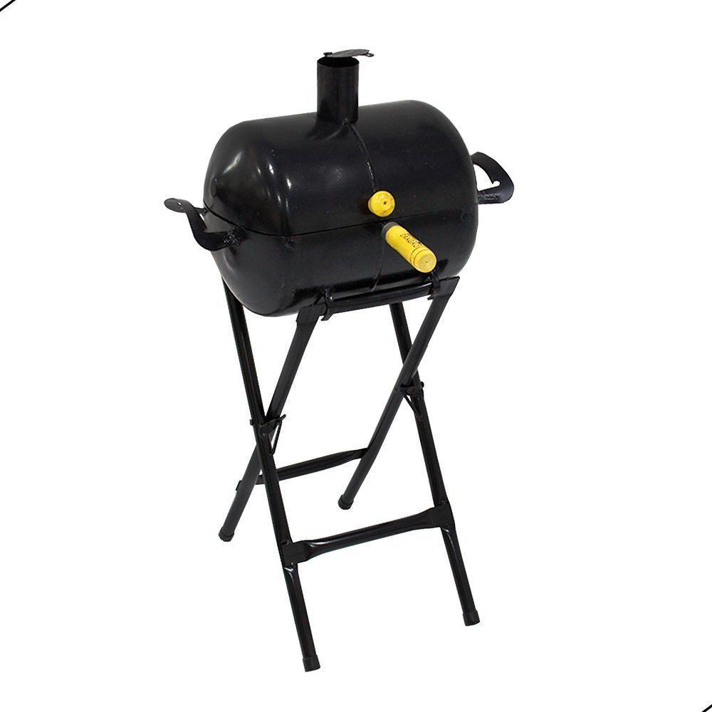 Churrasqueira Móvel A Bafo Mini Carvão Com Suporte E Grelha Preto - 3