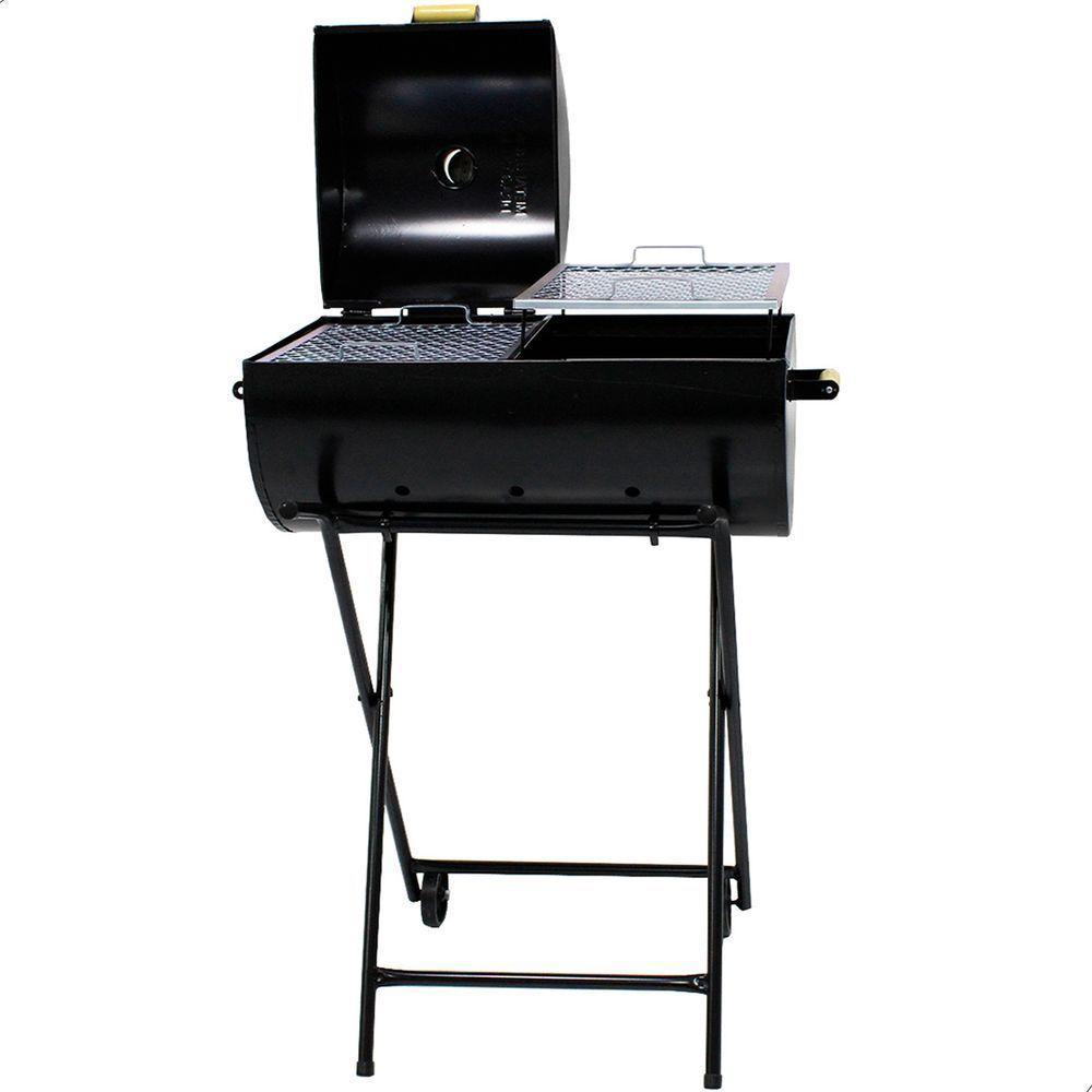 Churrasqueira Meia Bafo Grande Com Carrinho E 2 Grelhas Preto - 1
