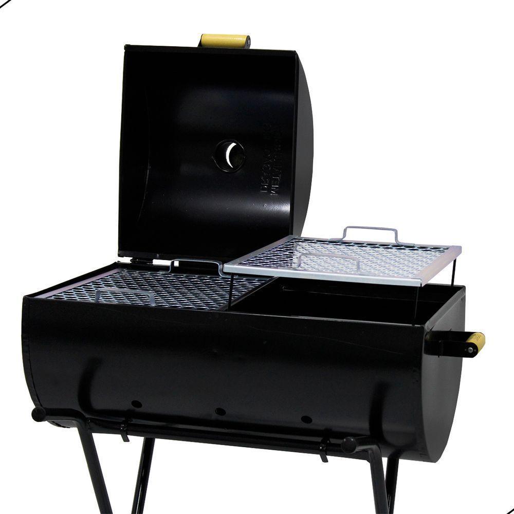 Churrasqueira Meia Bafo Grande Com Carrinho E 2 Grelhas Preto - 2