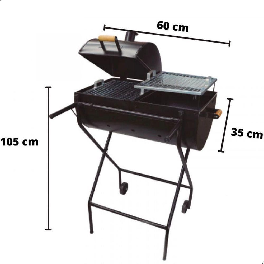 Churrasqueira Meia Bafo Grande Com Carrinho E 2 Grelhas Preto - 4