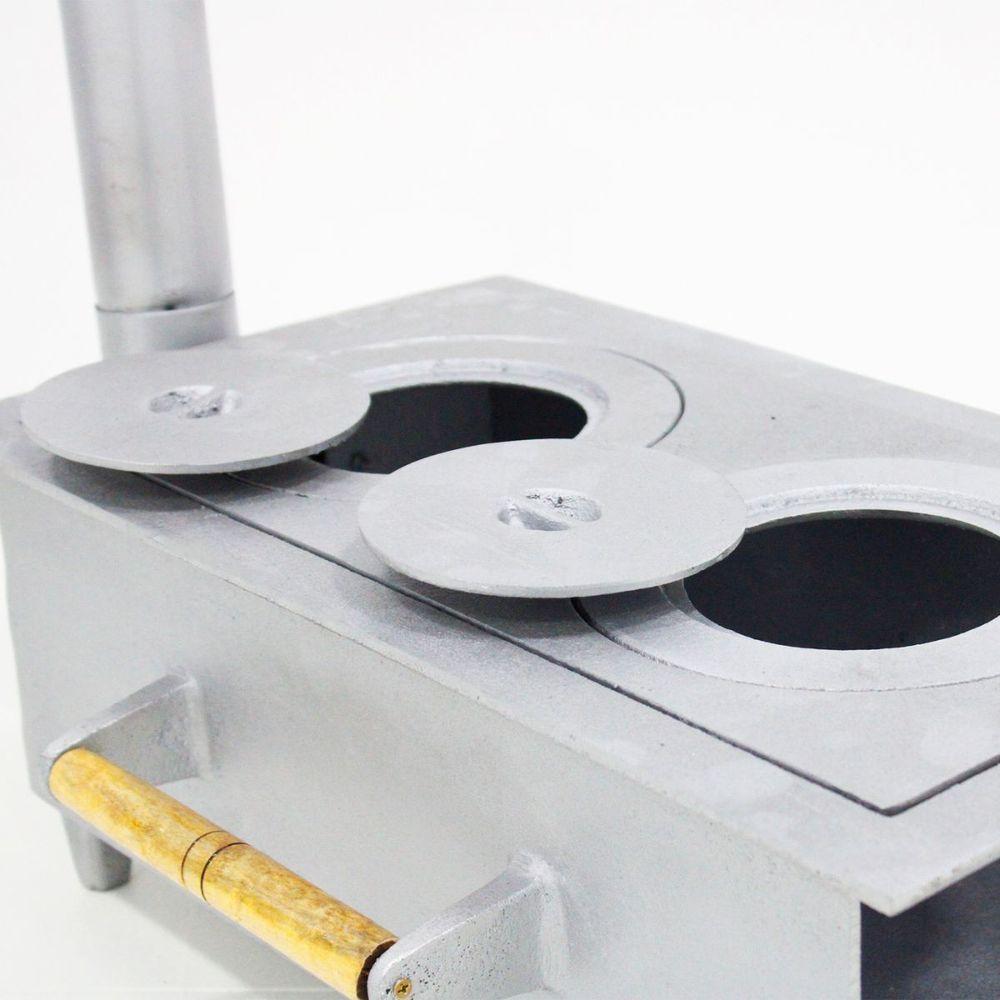 Fogão 2 Bocas Portátil Com Grela Churrasqueira Cinza - 5