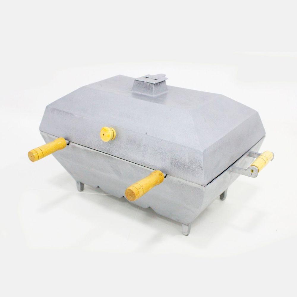 Churrasqueira Bafo Quadrada Alumínio Fundido Extra Grande Cinza - 1