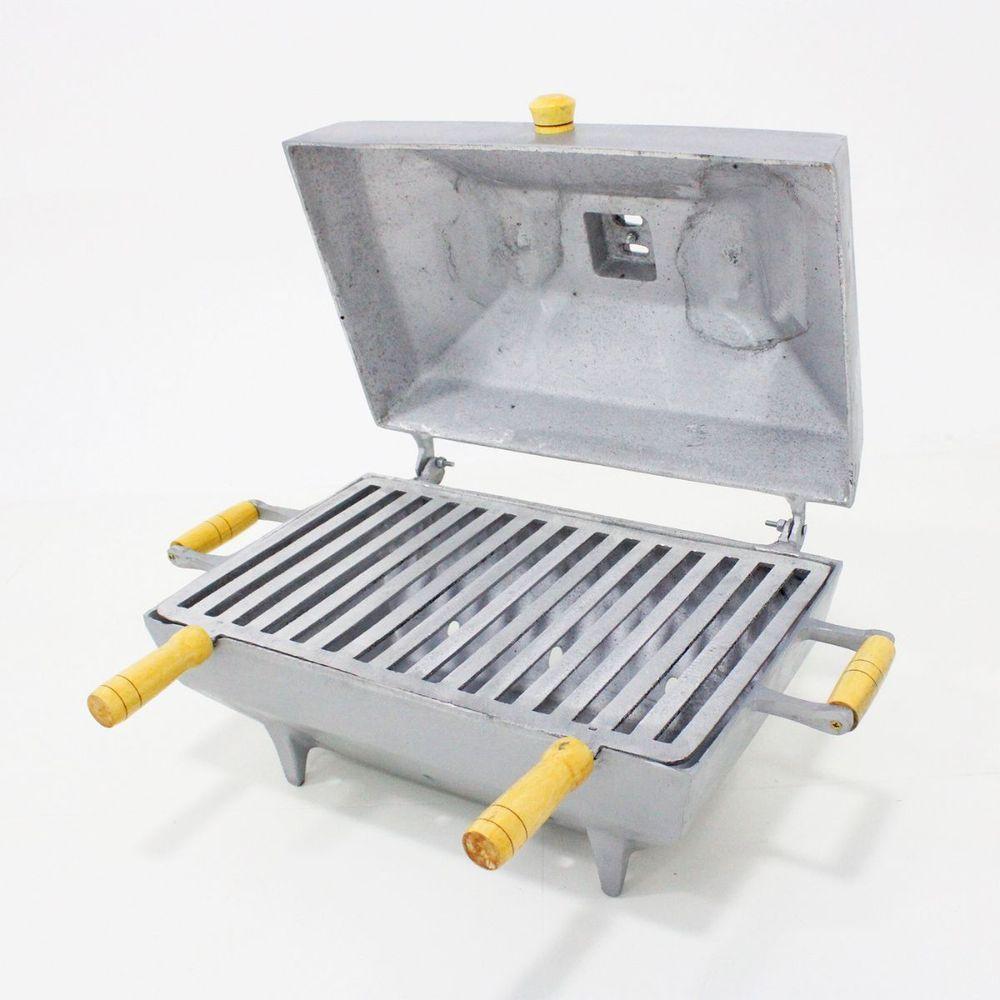 Churrasqueira Bafo Quadrada Alumínio Fundido Extra Grande Cinza - 5