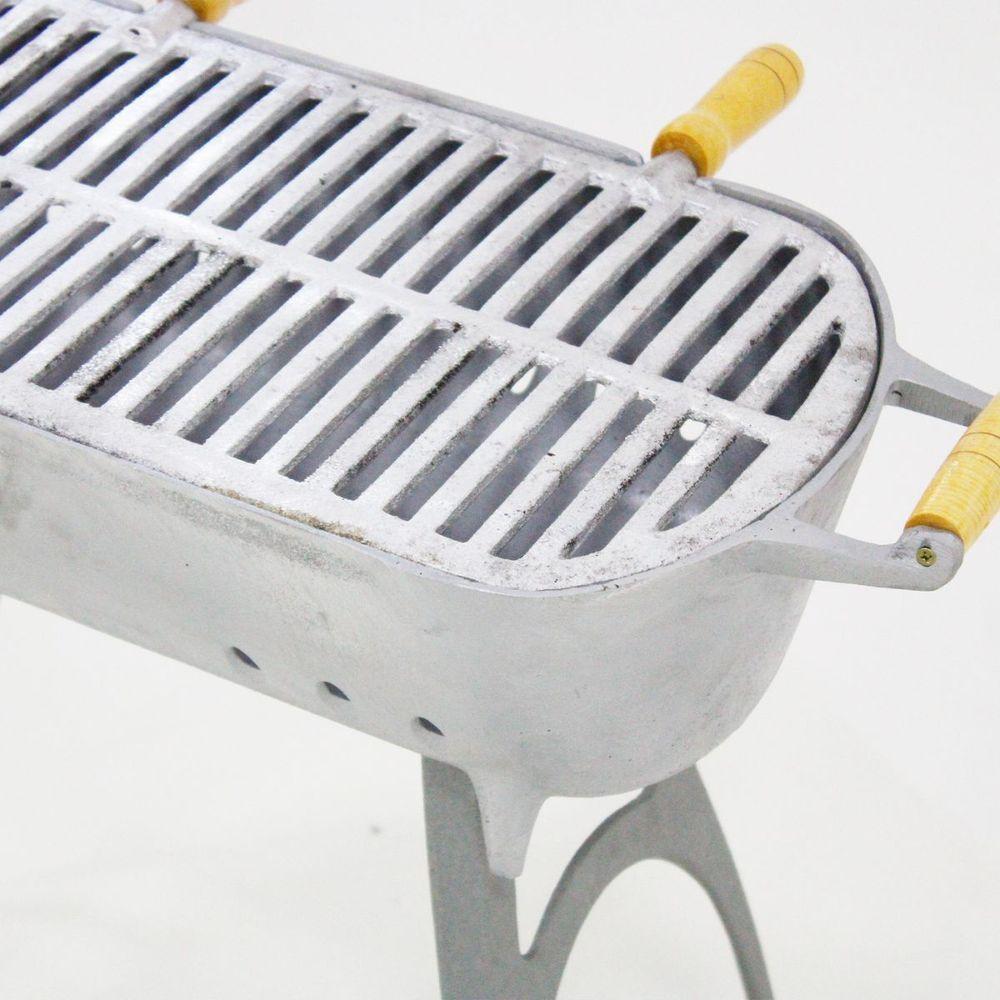 Churrasqueira Redonda Com Suporte Cinza - 3
