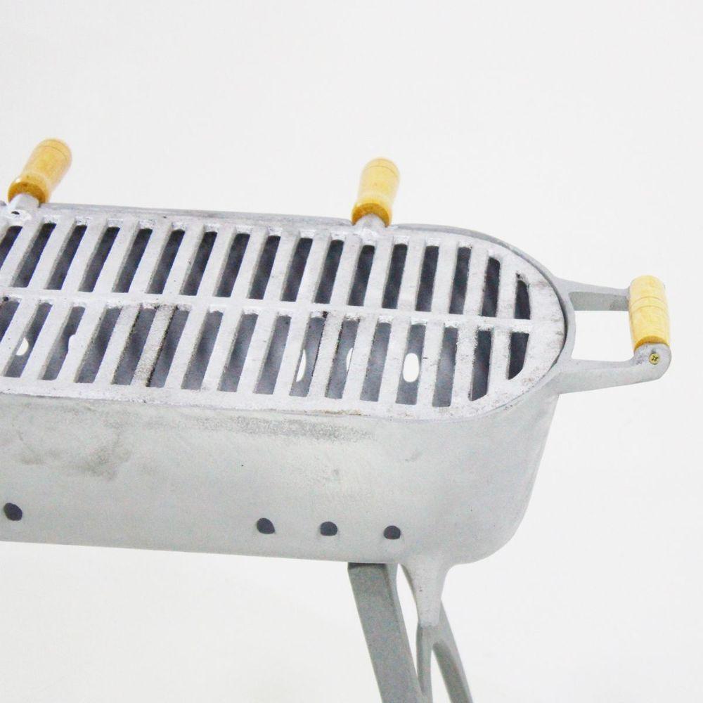 Churrasqueira Redonda Com Suporte Cinza - 4