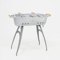 Churrasqueira Redonda Com Suporte Cinza - 1