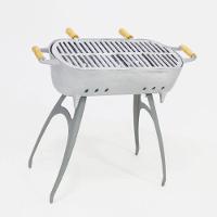 Churrasqueira Redonda Com Suporte Cinza - 2