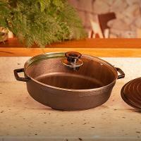 Kit Panelas Caçarolas De Ferro Fundido Tampa De Vidro Preto - 4