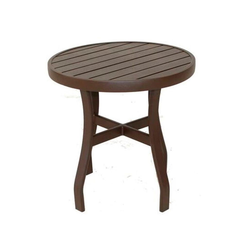 Mesinha Mesa Lateral Com Tampo Ripado Pé Em X Marrom - 1