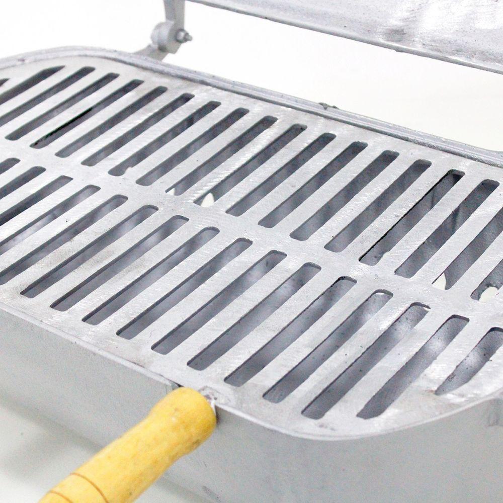 Churrasqueira Redonda Bafo Com Suporte Cinza - 7