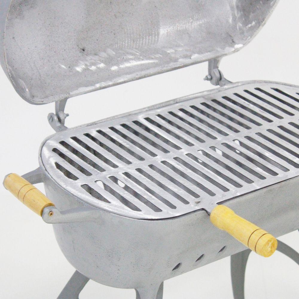 Churrasqueira Redonda Bafo Com Suporte Cinza - 8