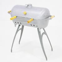 Churrasqueira Redonda Bafo Com Suporte Cinza - 3