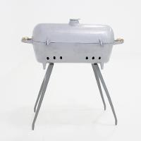 Churrasqueira Redonda Bafo Com Suporte Cinza