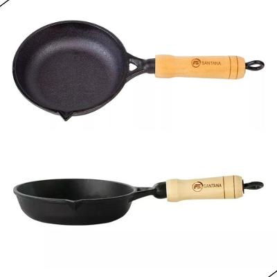 Frigideira Egg Pan Ferro Fundido Para Ovos Cabo Madeira Preto