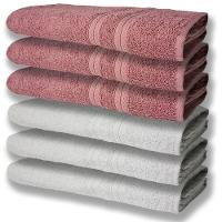 6 Toalhas Grande Super Felpudas E Grossa Algodão 80x150 Branco+rosê - 1