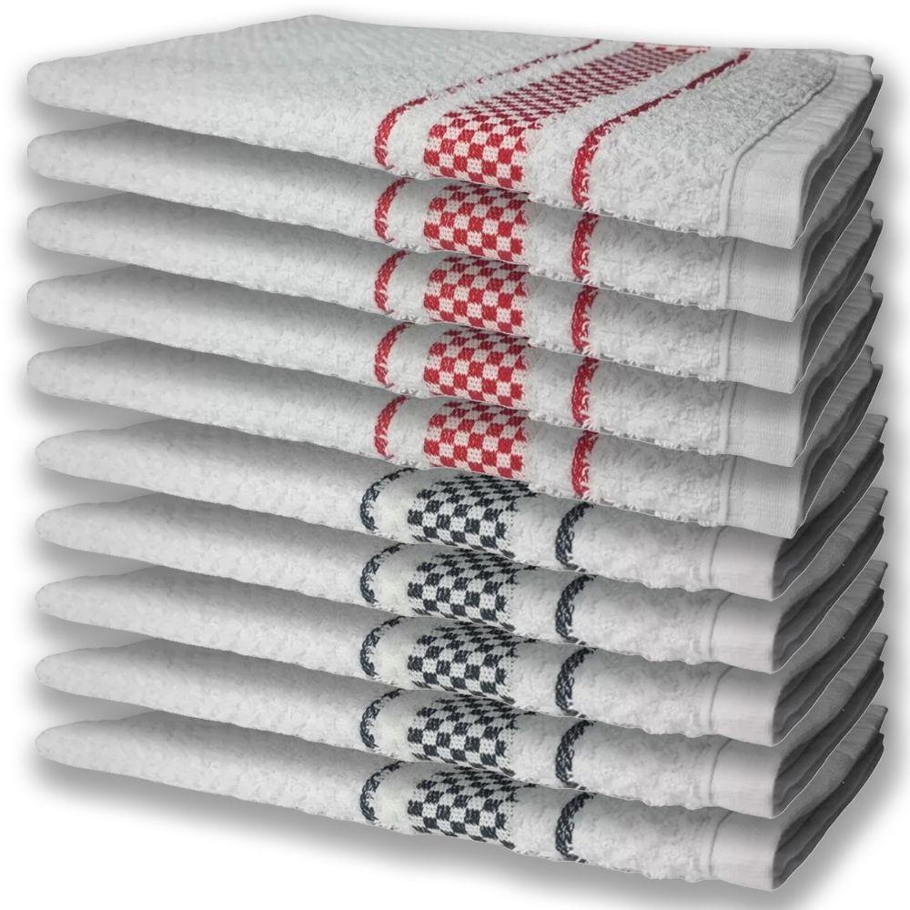 10 Panos De Prato Atoalhado Felpudo Premium 5 Vermelho 5 Preto - 1