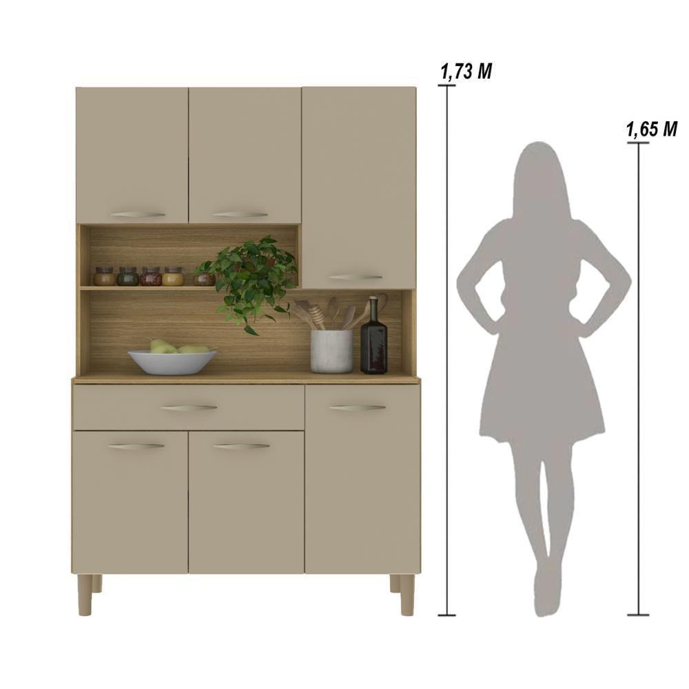 Armário De Cozinha Compacta 6 Portas 1 Gaveta Apolo - Freijó-vanilla - 7