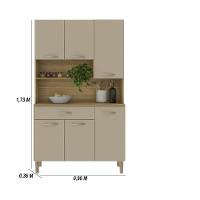 Armário De Cozinha Compacta 6 Portas 1 Gaveta Apolo - Freijó-vanilla - 6