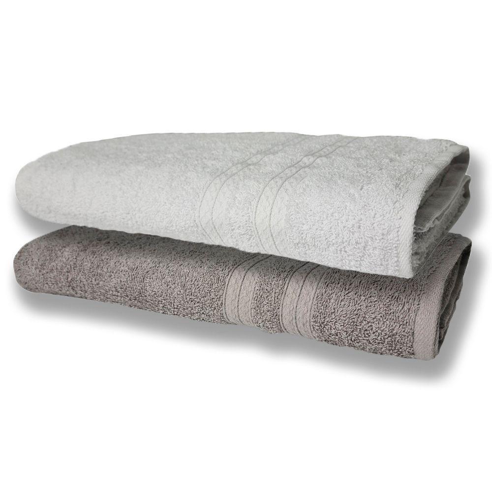 2 Toalhas Super Felpudas Grande E Grossa Algodão 80x150 Branco+cinza - 1